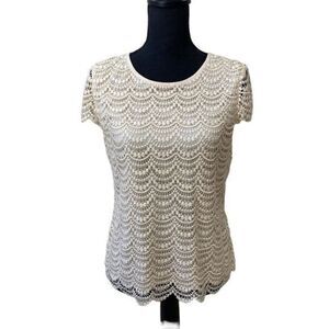 Banana Republic Short Sleeve Lace Blouse Tee Top Size 2